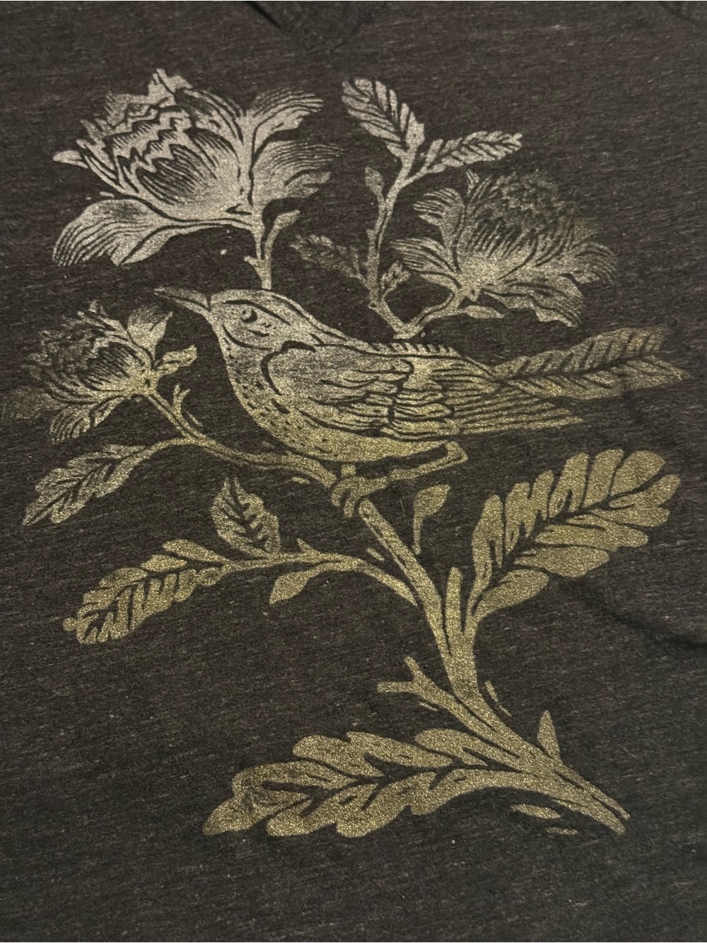 Lucky Brand Charcoal Long-Sleeve Top with Metallic Bird & Floral Print - Picture 3 of 7